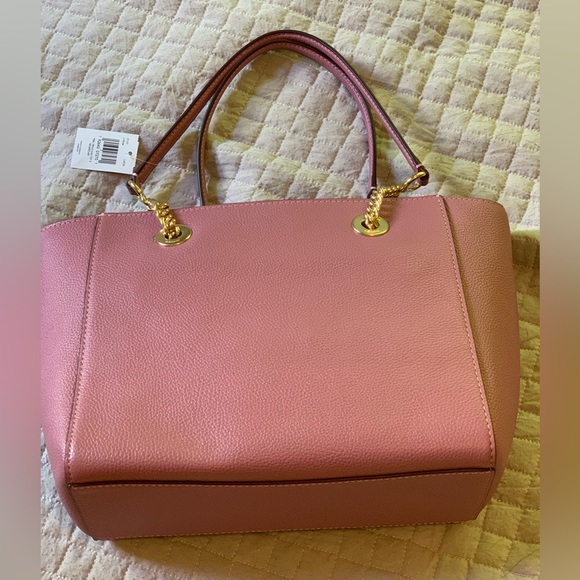Coach Pebbled Leather Turnlock Chain Tote Rose - NWT - Picture 3 of 6